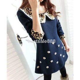 Free Shipping Wholesale New Style Hot sale wild fashion elegant girl winter cotton doll collar flowers bottoming dress