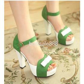 Free shipping Wholesale New arrival fashion Hot Sale Specials female sweet fresh mix color bow party heels sandals EU34-39