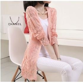 Free shipping Wholesale New arrival women's hot sale fashion national wind Korean loose sun protection knit sweater hollow cardigan sweater