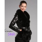 Free shipping Wholesale New arrival Fashion Hot Sale Specials female super genuine influx fox fur collar fur sheep leather fur black noble party coat