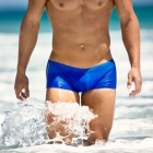 Free shipping! swimming briefs / men's wear/ plaid style/low waist 