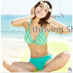 free shipping Bikini small chest hot spring female sexy swimsuit watery fission two-piece outfit 