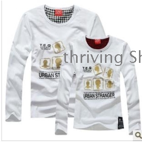  free shipping New sweethearts outfit man long-sleeved T-shirt men's round brought  fertilizer increase class clothing     