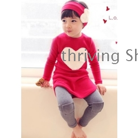 free shipping New han love of girl's blouse + render pants + hair band 3 parts   