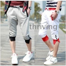  free shipping New tide brand leisure bump color man 7 minutes of pants personality men's fashion       