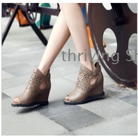 free shipping Summer designer shoes with hollow out high in mouth fish increased cool boots 