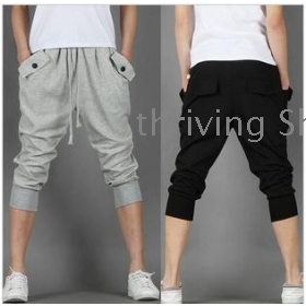   free shipping    Men's clothing of leisure sports wear pants pocket seven points male haroun pants      
