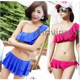 free shipping Skirt type fission bikini sexy lovely bubble hot spring swimsuit female bathing suit  