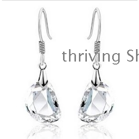  free shipping  Peas  silver crystal earrings clips