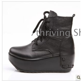free shipping New leather sponge cake thickness bottom high fall layer cowhide high help single shoes      