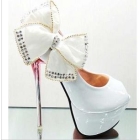  free shipping    14 CM high female coat of paint with white fish mouth wedding shoe     