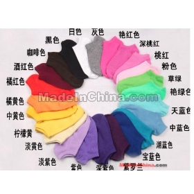 A quality free shipping new women's Pure cotton fructose color invisible ship socks 100PCS-