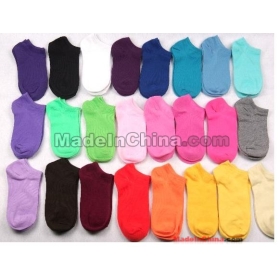 A quality free shipping new women's Pure cotton fructose color invisible ship socks 100PCS  