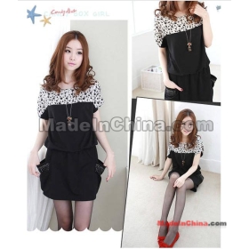    free shipping Fashion joining together ironed ablazely pocket dress