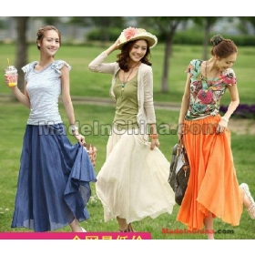 free shipping new women's Boximiya bust skirt candy colors a great long skirt 2pcs