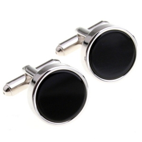 Solemn immortal classic round natural agate  cufflinks