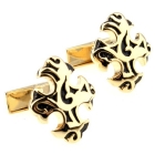 Classic two-color pattern of fine gold and Black plating cufflinks
