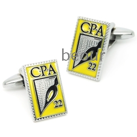 Free shipping,high quality, Classic yellow brass and white steel CPA cufflinks for men  BAS-527