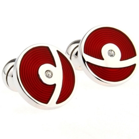 Circular Epoxy Red Cuff Links