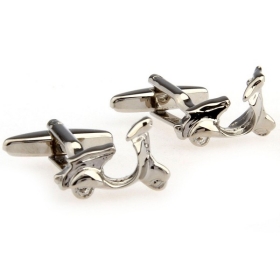 Gray Silver Metal Cuff Electric Car Cufflinks