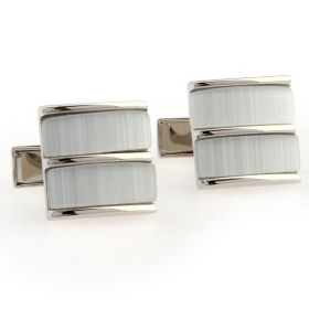 White Square Fashion Opal CuffLinks