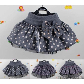 Dot Woolen Girl Skirt Fashion Blended children in two-color children skirt miniskirt 8pcs/lot