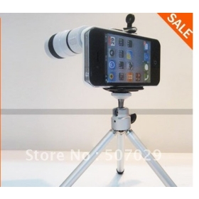 Doprava zdarma! 8X zoom objektiv dalekohledu pro iPhone 4G + Mini stativ stojan držák + pouzdro