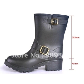 Neutral tube buckle motorcycle boots for male and female fashion rain boots boots 