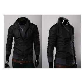 MEN'S STAND-UP COLLAR BLACK COLOR JACKET MF --4