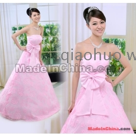 2012 new material object photographies pink hibiscus flowers bowknot dress wedding dress a costume 