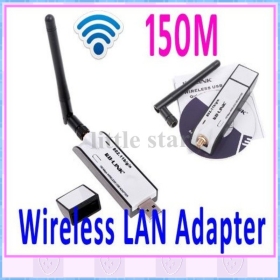   Mini USB Wireless LAN Adapter 150M 802.11N Wifi Adapter Wireless receiver with Detachable Antenna,Retail Box+Free Shipping