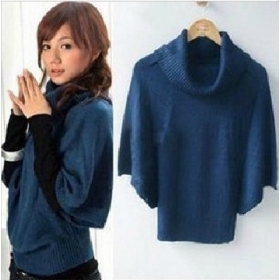  2012 freeshipping new women's Korean version of the bat shirt lapel, sleeve sweater