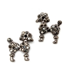 Dog Poodle Animal Crystal Rhinestone Fashion Small Stud Earrings Hematite Black