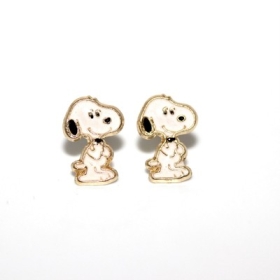 14K Pure Solid gold  Cartoon Character Snoopy earrings