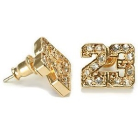 MICHAEL  #23 GOLD TONE BASKETBALL STUD HIP HOP EARRINGS