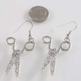 Restocked!!! Medium Size Metal & Cubic Scissors Earrings-JEP0501AS