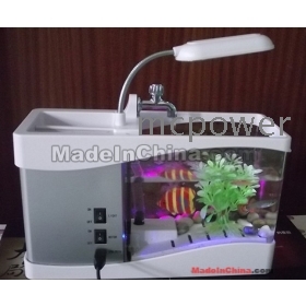 Shiping libre Mini USB Lampe Aquarium Fish Tank LCD de bureau LED Horloge LED Horloge Pen Holder Noir / Blanc