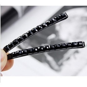 free shopping Wholesale 200pcs/lot QXT women's Alloy Crystal hairpin Black hair clips 6.5cm