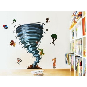 Décoration salle des autocollants de Tornado animé des enfants libres d'expédition en gros 5pcs/lot d'enfants d'enfants les stickers muraux de fond 049 50 * 70cm