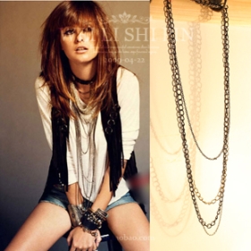 Free Shipping Fashion jewelry Jewelry long multi-layer metal chain necklace  sweater chain of women [D076]