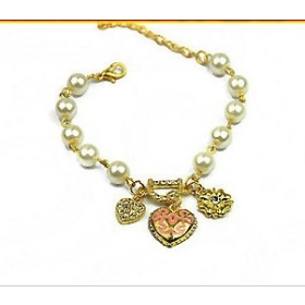 Free shipping Jewelry wholesale Diamond heart flower pendant D letter  pearl bracelet