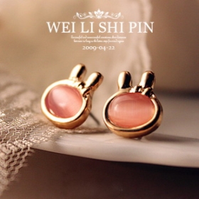 Free Shipping Fashion Moonstone cute rabbit earrings  earrings earrings  female opal [B156]