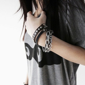  Fashion HOTSELL Jewelry wholesale Cool punk style multi-layered leather chain bracelet / jewelry [E009]