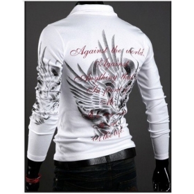 Men's Eagle wings tattoo dye printing long sleeve collar  shirt,men s t shirt M L XL XXL 