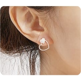 Free Shipping Fashion  jewelry shell dual love soulmate  earring / earrings [B002]