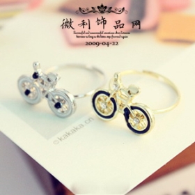 Free shipping Fashion HOTSELL Jewelry wholesale Cartoon bike rings two-color women openings rings 