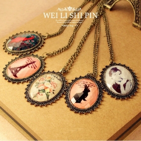 Free Shipping Fashion Retro jewelry  cut gem tower flower necklace sweater chain [D158]