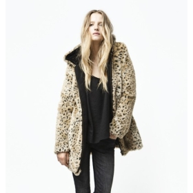 Free Shipping  2012 new Fashion Women's leopard coat /  leopard fur coat / wool coat Size:XS-XL