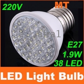 Wholesale Via EMS 1.9W 220V E27 38 leds White LED light  bright led Bulb Lamp energy saving led lighting
