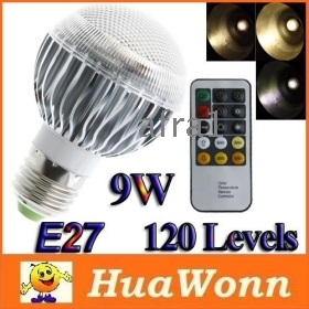 Wholesale Via EMS 120 Levels Temperature Adjustable LED Lamp 9W E27 Led Bulb Lamp with Remote Control Spotlight Free Shipping 